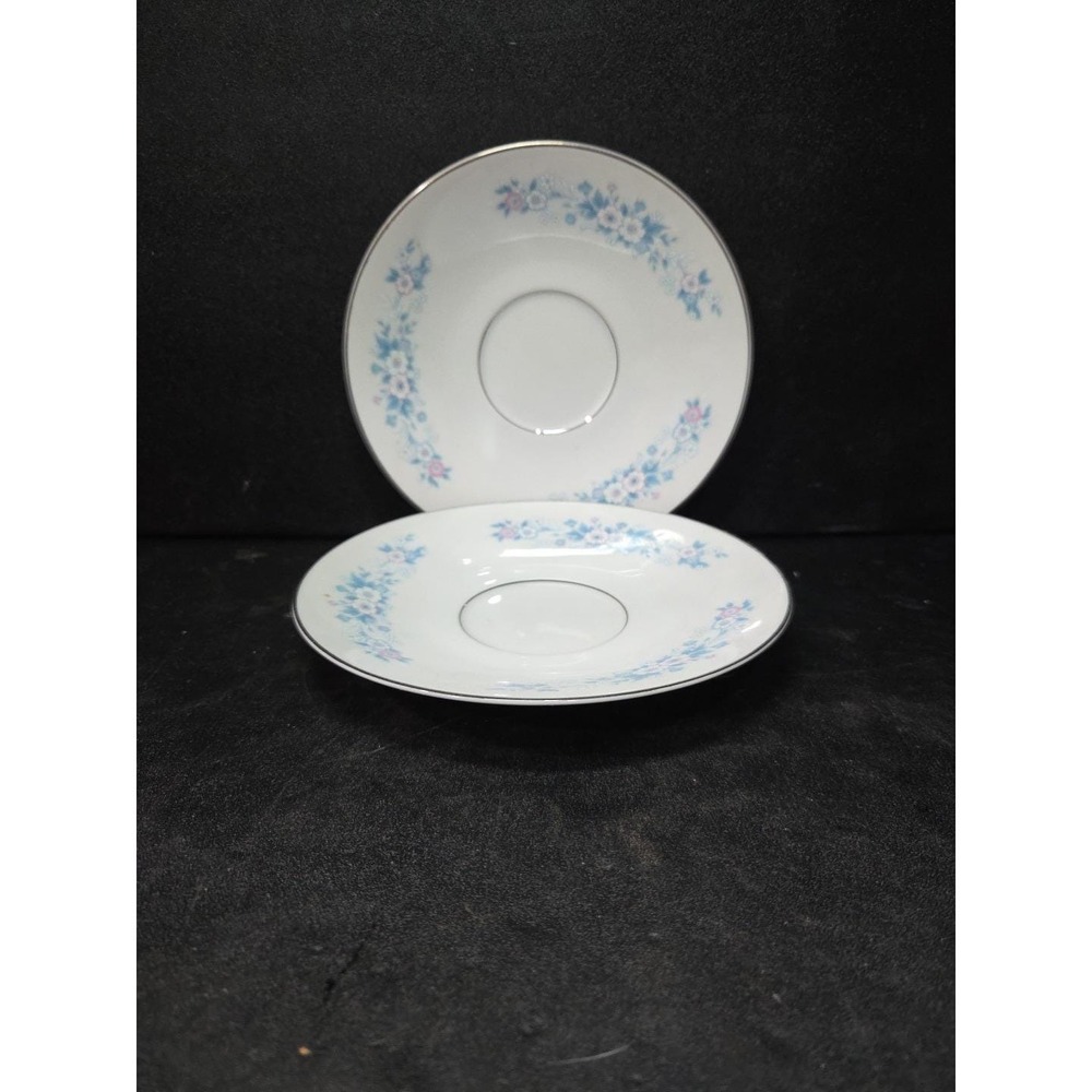 Carlton Ware Carla Saucers 506, Set‎ of 2, White Floral Tea Plates, Japanese